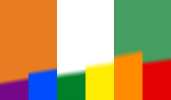 Top view of national lgbt flag of Cote d'lvoire, no flagpole. Plane design, layout. Flag background. Freedom and love concept, Pride month. activism, community and freedom