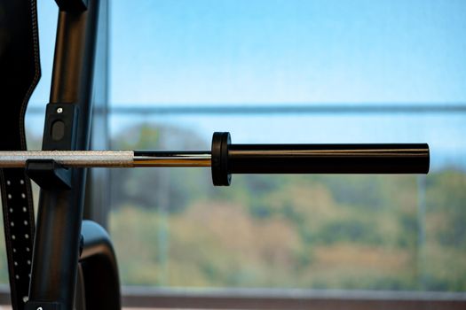 Close up photo of sport equipment in modern gym
