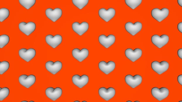 Bright background with hearts, declaration of love. 3D rendering.