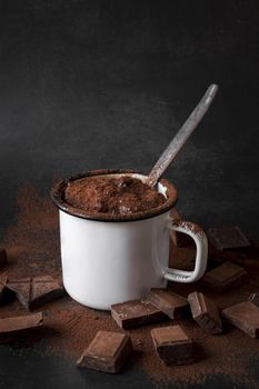 high angle hot chocolate cup