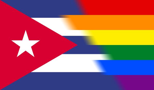 Top view of national lgbt flag of Cuba, no flagpole. Plane design, layout. Flag background. Freedom and love concept, Pride month. activism, community and freedom