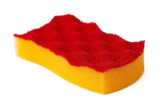 Sponge for dish cleaning isolated on white background, close up