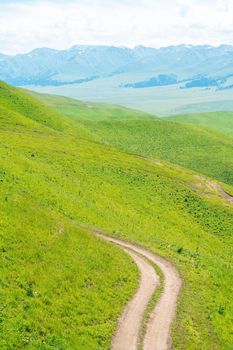 Nalati grassland with the blue sky. Shot in Xinjiang, China.