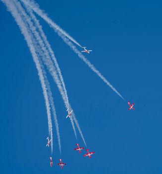 Snowbirds Acrobatic Flight Team flying in Moose Jaw Saskatchewan