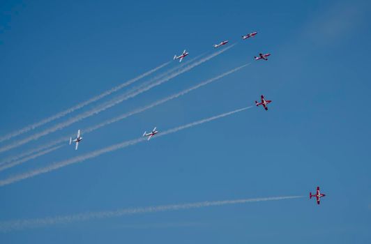 Snowbirds Acrobatic Flight Team flying in Moose Jaw Saskatchewan