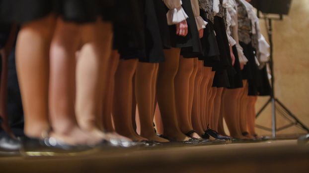 Children girls choir - rehearsal of Academic Song, telephoto