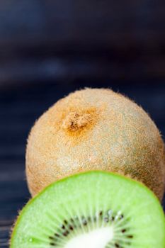 cut half-green beautiful kiwi fruit, closeup of food product useful