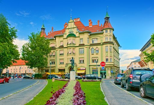 Klagenfurt - June 2020, Austria: View of the Stauderhaus building