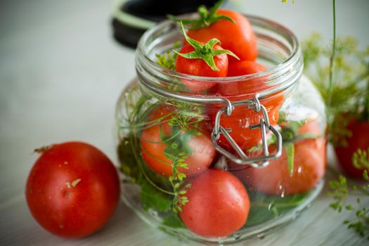 fresh natural tomatoes with spices prepared for conservation