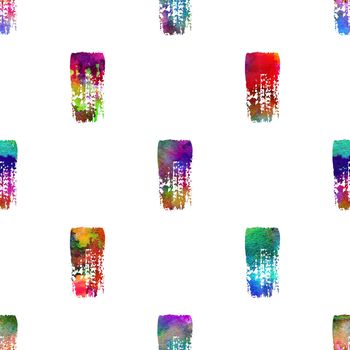 Watercolor Brush Stripes Seamless Pattern Grange Geometric Design in Rainbow Color. Modern Strokes Grung Collage Background for kids fabric and textile.