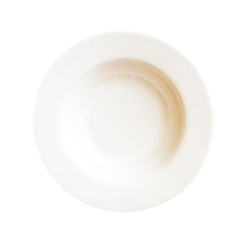 empty white plate with spoons on wooden table