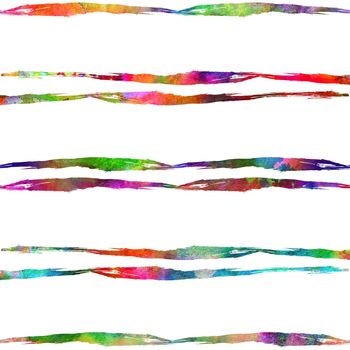 Watercolor Brush Stripes Seamless Pattern Grange Geometric Design in Rainbow Color. Modern Strokes Grung Collage Background for kids fabric and textile.