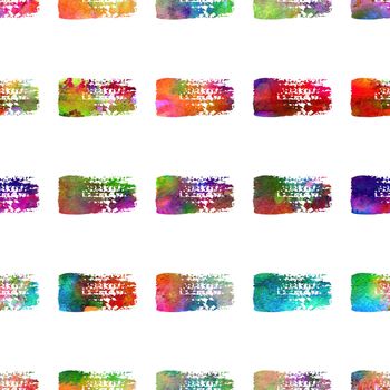 Watercolor Brush Stripes Seamless Pattern Grange Geometric Design in Rainbow Color. Modern Strokes Grung Collage Background for kids fabric and textile.