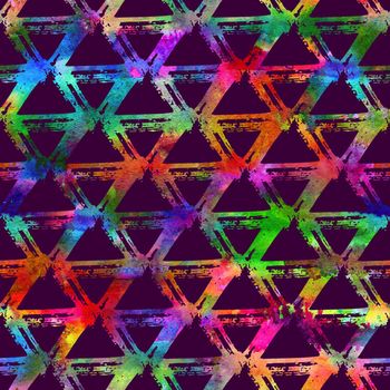 Brush Stroke Plaid Geometric Grung Pattern Seamless in Rainbow Color Check Background. Gunge Collage Watercolor Texture for Teen and School Kids Fabric Prints Grange Design with lines.