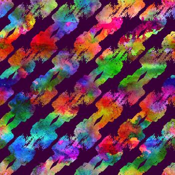 Brush Stroke Geometric Grung Pattern Seamless in Rainbow Color Background. Gunge Collage Watercolor Texture for Teen and School Kids Fabric Prints Grange Design.