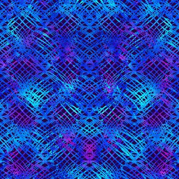 Brush Stroke Geometric Grung Pattern Seamless in Blue Color Background. Gunge Collage Watercolor Texture for Teen and School Kids Fabric Prints Grange Design with lines.