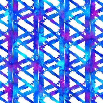 Brush Stroke Geometric Grung Pattern Seamless in Blue Color Background. Gunge Collage Watercolor Texture for Teen and School Kids Fabric Prints Grange Design with lines.