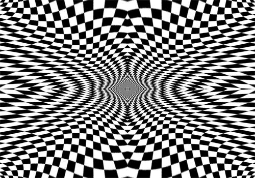 Hypnotic optical illusion in black and white color. Vision 3D geometric background. Abstract optic modern shape in circle. Creative wallpaper for web, print, card, screen