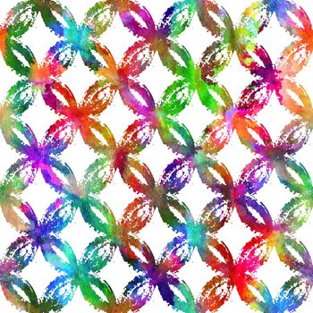 Brush Stroke Plaid Geometric Grung Pattern Seamless in Rainbow Color Check Background. Gunge Collage Watercolor Texture for Teen and School Kids Fabric Prints Grange Design with lines.