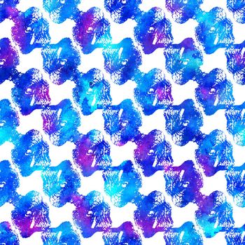 Brush Stroke Geometric Grung Pattern Seamless in Blue Color Background. Gunge Collage Watercolor Texture for Teen and School Kids Fabric Prints Grange Design with lines.