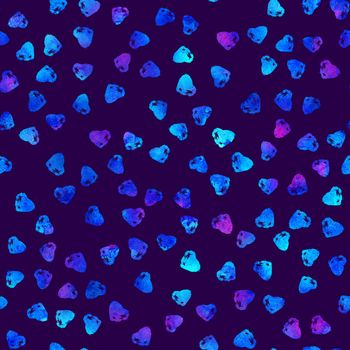 Brush Stroke Heart Love Geometric Grung Pattern Seamless in Blue Color Background. Gunge Collage Watercolor Texture for Teen and School Kids Fabric Prints Grange Design.