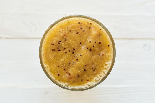 fruit smoothie fresh Fresh Desert milkshake top view. High quality photo