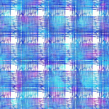 seamless pattern with brush stripes and strokes. Blue watercolor color on white background. Hand painted grange texture. Ink geometric elements. Fashion modern style. Endless fabric print. Unusual
