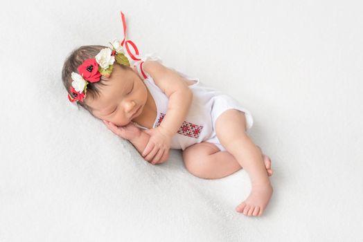 Cute sleeping newborn baby girl