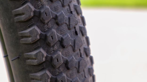 Mountain bike wheel and mud tire close
