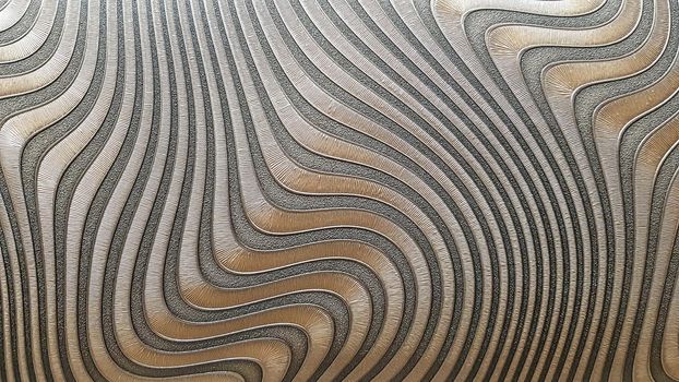 Wave abstract photo texture wall background gray and gold color. Seamless texture. Wavy background. Interior wall decoration of a modern interior