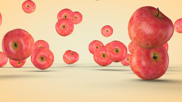 Fruit mix, animated fruit movement, 3D rendering.