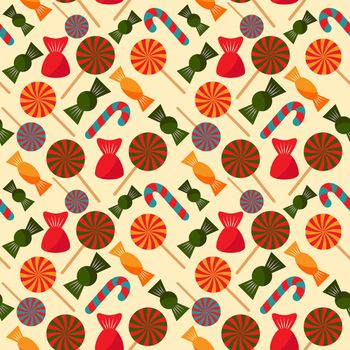 Colorful candy. Christmas seamless pattern for wrapping paper, wallpaper, pattern fills, web page background and more. illustration for Christmas and New Year. .