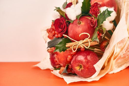 fruit vitamins decoration romance gift food pink background. High quality photo