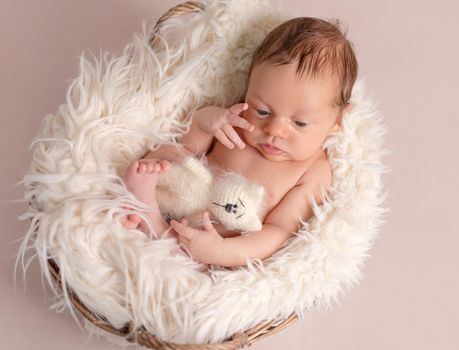 Cute sleeping newborn baby boy