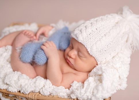 Cute sleeping newborn baby boy