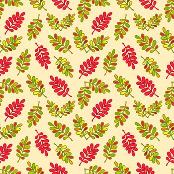 Seamless pattern with stylized abstract leaves of mountain ash or acacia for wrapping paper, wallpaper, textiles, web page background and more. illustration. .