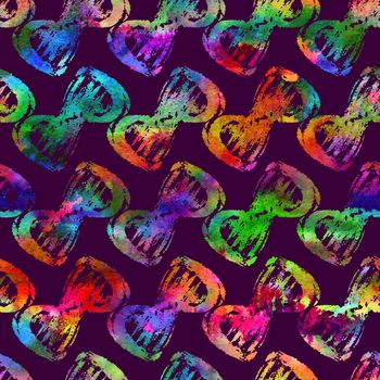 Brush Stroke Geometric Grung Pattern Seamless in Rainbow Color Background. Gunge Collage Watercolor Texture for Teen and School Kids Fabric Prints Grange Design.