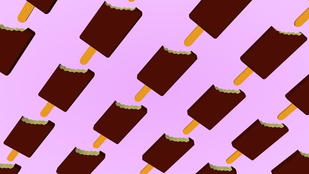 Ice-Cream Pattern. Chocolate ice cream. 3D rendering.