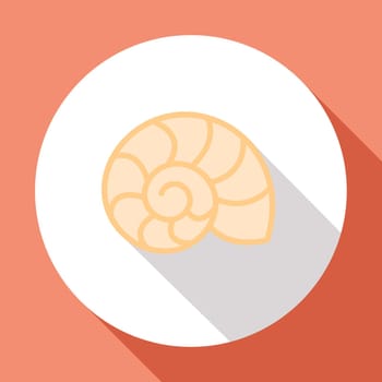 Seashell. Flat icon with long shadow. Flat design. illustration. .