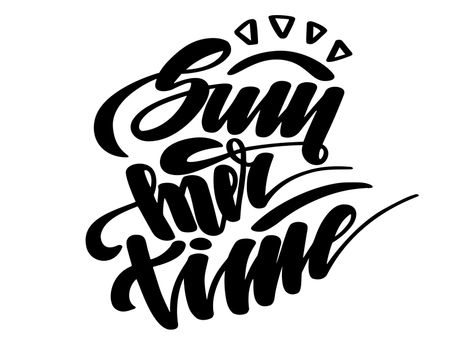 Summer time. Handwritten lettering on white background. illustration.