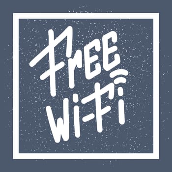 Free wi-fi. Handwritten lettering on dark background. illustration for posters, cards and much more.