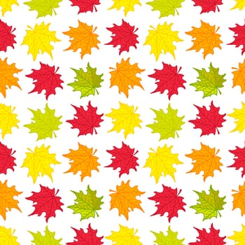 Seamless pattern of colorful autumn maple leaves for wrapping paper, wallpaper, pattern fills, web page background and more. illustration. .