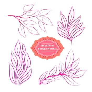 Set of floral decorative design elements for invitations, greeting cards and other items. illustrations isolated on white background.