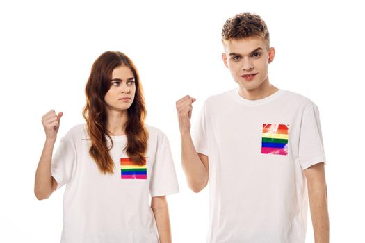 couple Flag lgbt transgender sexual minorities light background. High quality photo