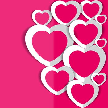 illustration of Hearts for Valentine s Day on pink background.