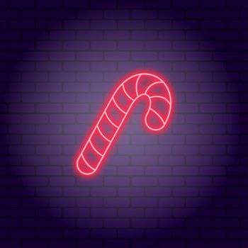 Christmas Candy. Neon illustration on dark brick wall background.