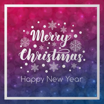 Merry Christmas. Handwritten lettering on blurred bokeh background. illustrations for greeting cards, invitations, posters, web banners and much more.