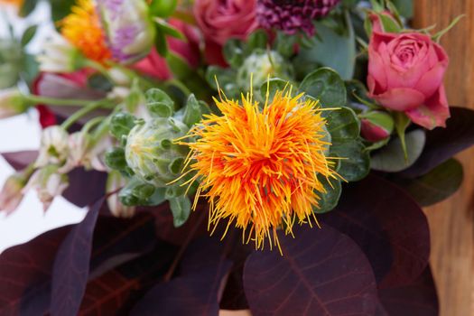 wedding bouquet  isolated on white. Fresh, lush bouquet of colorful flowers. Close up