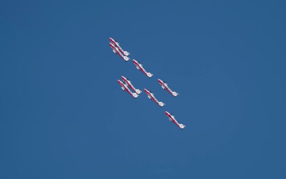 Snowbirds Acrobatic Flight Team flying in Moose Jaw Saskatchewan