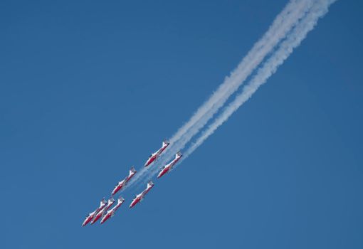Snowbirds Acrobatic Flight Team flying in Moose Jaw Saskatchewan